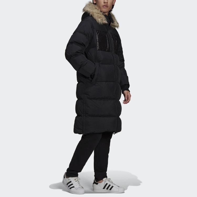 Adidas Regen Puff Long Casual Warm Hooded Down Jacket Men Outerwear Black H11803