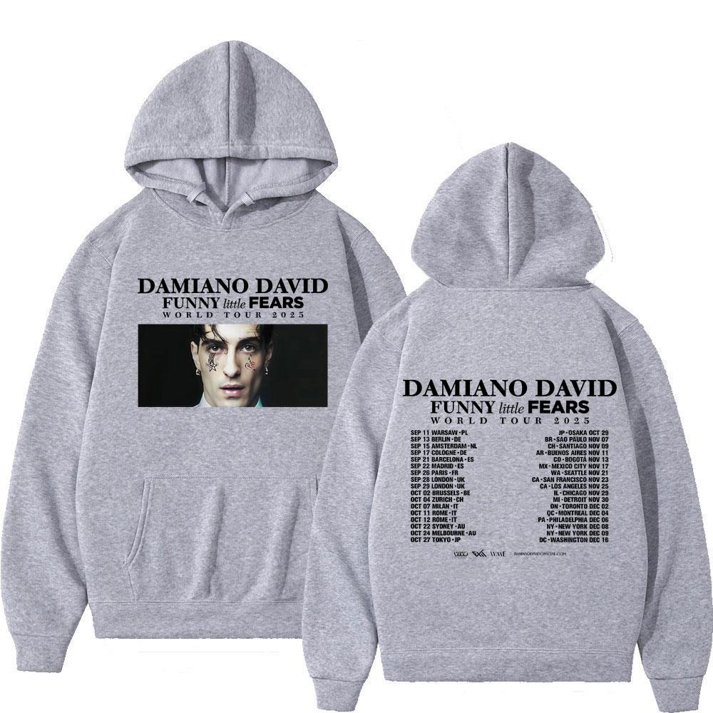 Singer DAMIANO DAVID FUNNY Little FEARS Album Tour 2025 Graphic Vintage Hoodie Men Fashion Punk Pullover Hip-hop Sweatshirt Tops