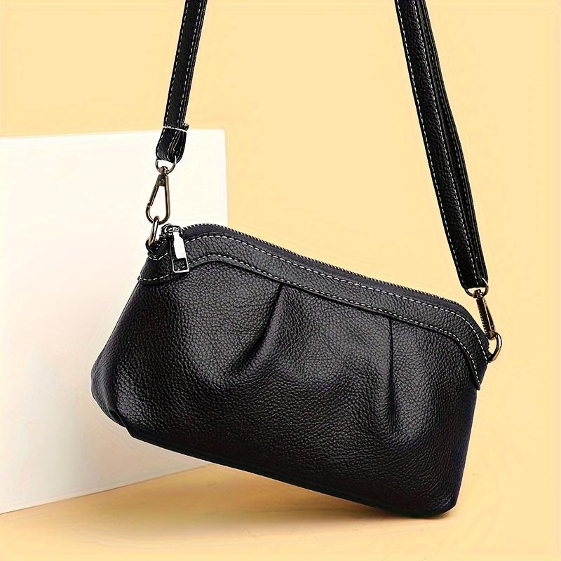 Cloud Ruched Crossbody Bag, Solid Color Zipper Every Day Purse, Fashion Shoulder Bag For Women