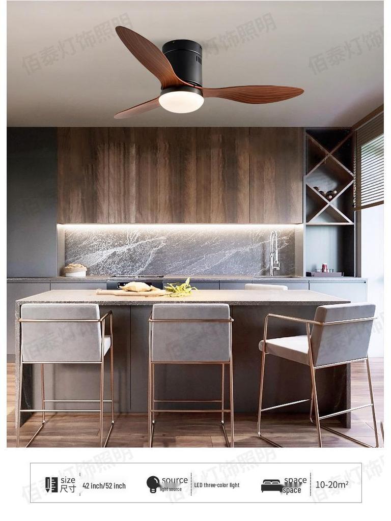 Walnut Ceiling Fan with Light and Remote Control, Variable Frequency, for Living, Dining, or Bedroom Spaces with ABS Blades.