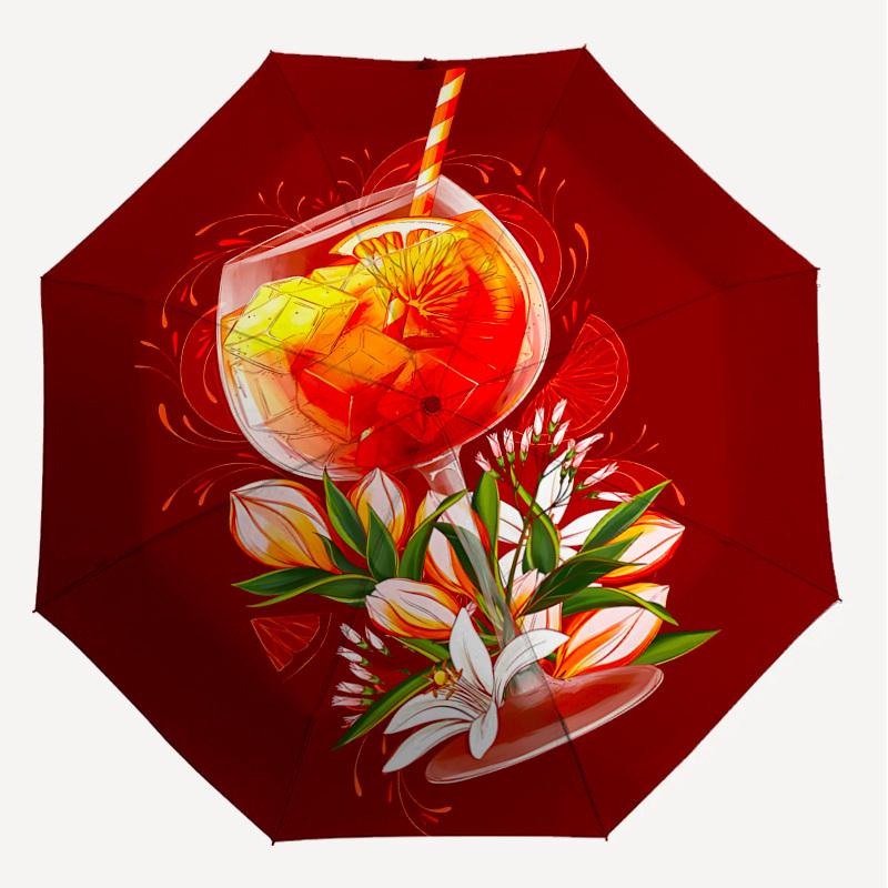 1PC cocktail flowersAutomatic Open/Close Umbrella with Windproof, 8-Rib Sturdy Canopy, Durable Ribs, Fashionable Design, Outdoor Accessory, Fun Prin,