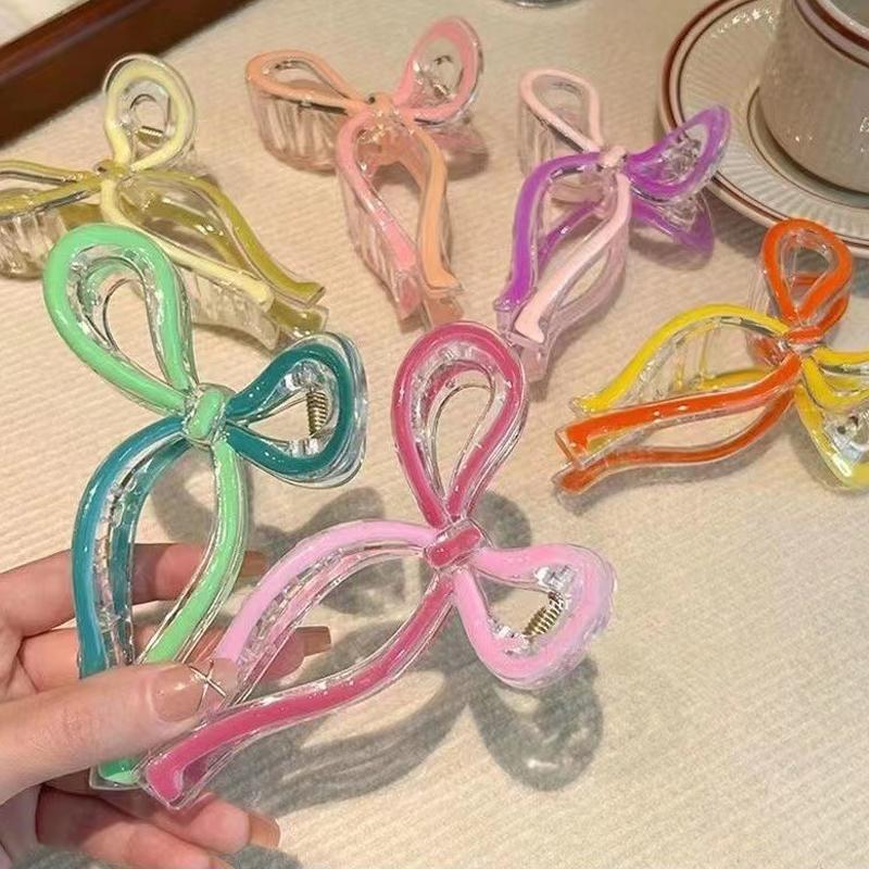 New Ribbon Bow Hair Claw Clips Women Shark Jelly Clear Hairclip Girl Hairpin Crab Barrette Clamp Hair Accessories