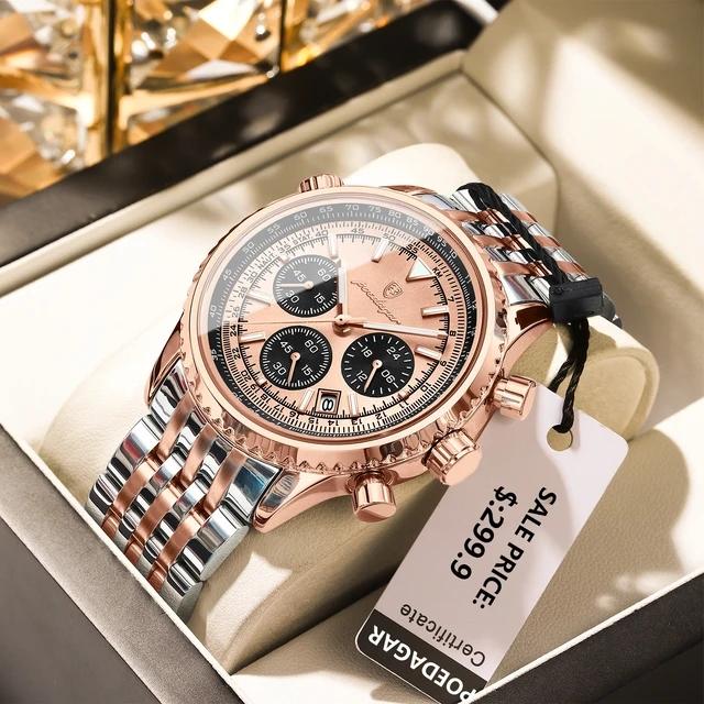 Top-Marke POEDAGAR 960 Luxus-Uhr für Herren Sport Quarz Edelstahluhren Leuchtendes Chronographen-Herren-Wasserdichte Uhr