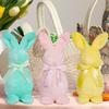 Easter Bunny Plush Doll with Bow - Yellow, Pink, Green Ornament