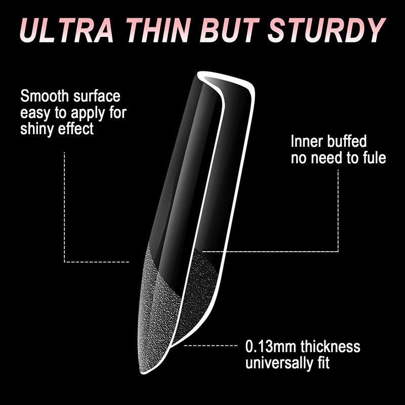 600Pcs/Box Fake Nails Semi-Matte Almond Coffin Full/Half Acrylic Square False Nail Tips For Extension Tip Manicure Tool