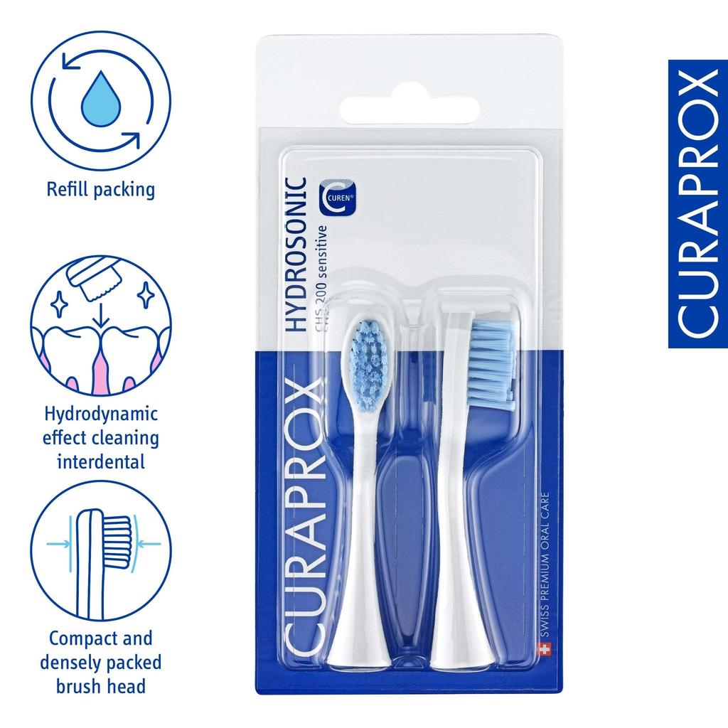 Curaprox Hydrosonic Easy Sonic Elektrische Zahnbürste Ersatz-Bürstenköpfe - (2er-Pack)