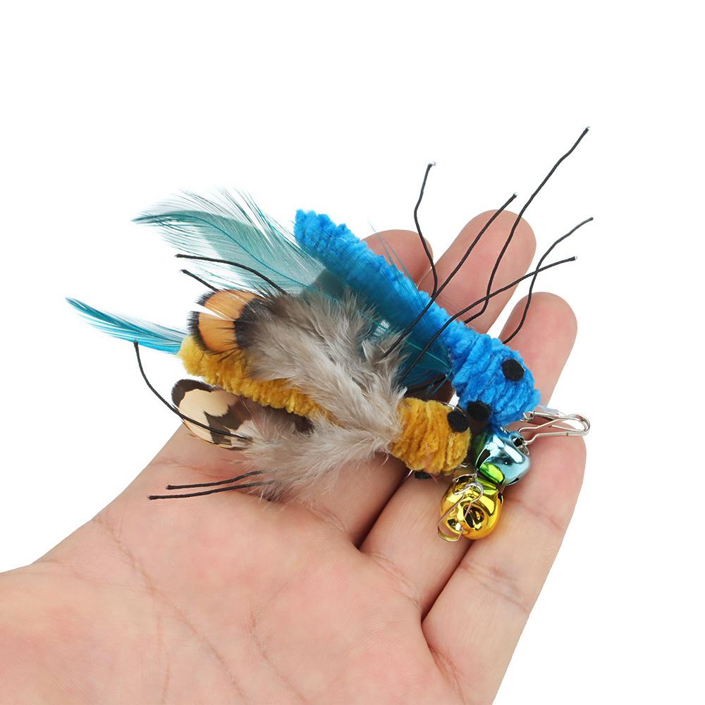 3pcs Plush Artificial Insect Cat Toy Accessories Replacement Head Cat Funny Teaser Stick Interactive Wand Feather Bug Pet Toy