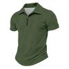 Men's Casual Collared Zipper Neck Short-Sleeve Top