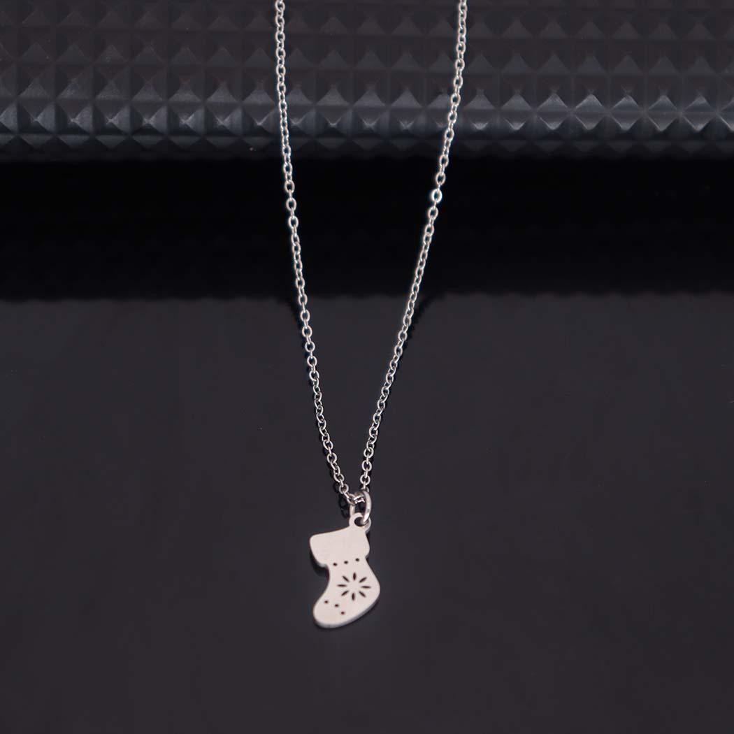 

Christmas Stocking Pendant Necklace - Stylish Stainless Steel Bone Chain for Women