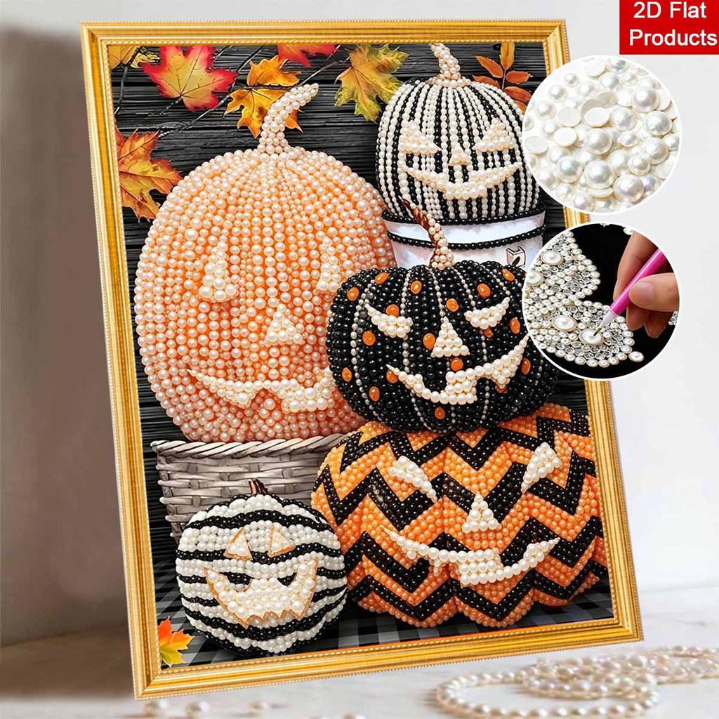 Halloween Pearl Pumpkin Painting Art Full Pearl Handmade Diy Home Decorations
