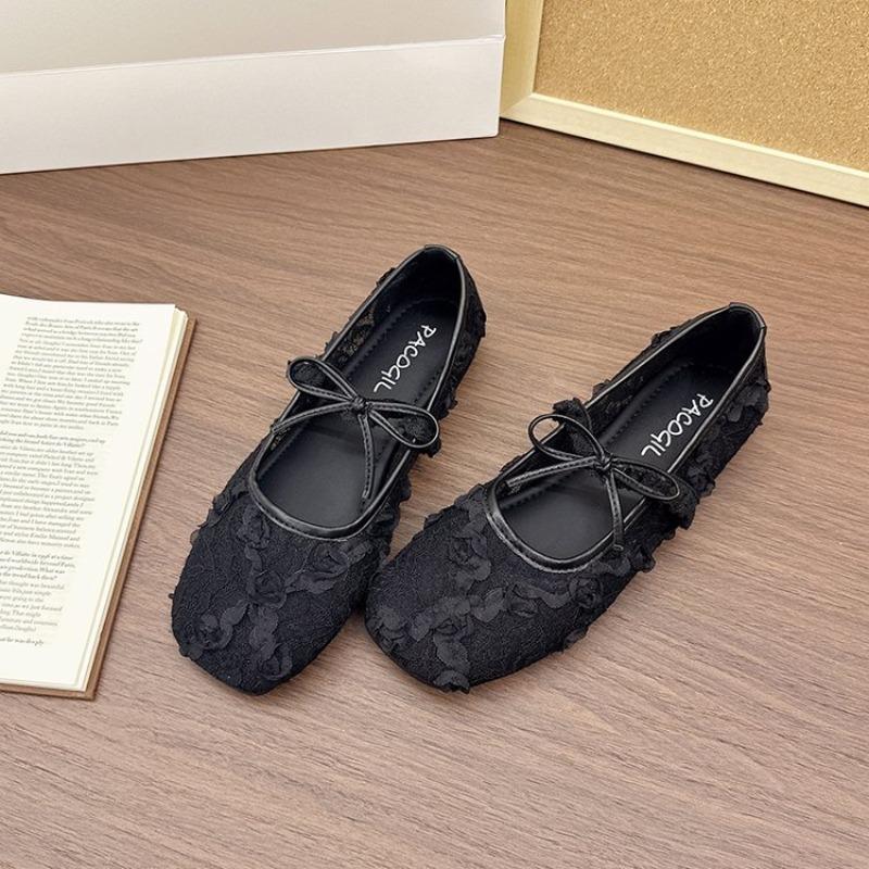 Fashion New Flat Shoe Fashion Lace Mesh Women Shoes Breathable Simple Retro Elegant Sandals Classic Temperament Exquisite Mary Jane 2025