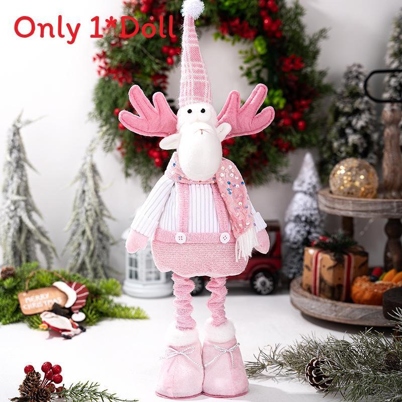 

Christmas Plush Figurines Set With Glitter Fabric For Holiday Decor And Gift Giving Elk
