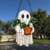 1-3pc Sun Catcher Colorful Halloween Cute Little Ghost Plant Window Decoration For Garden Living Room Wall Horror Home Decorate