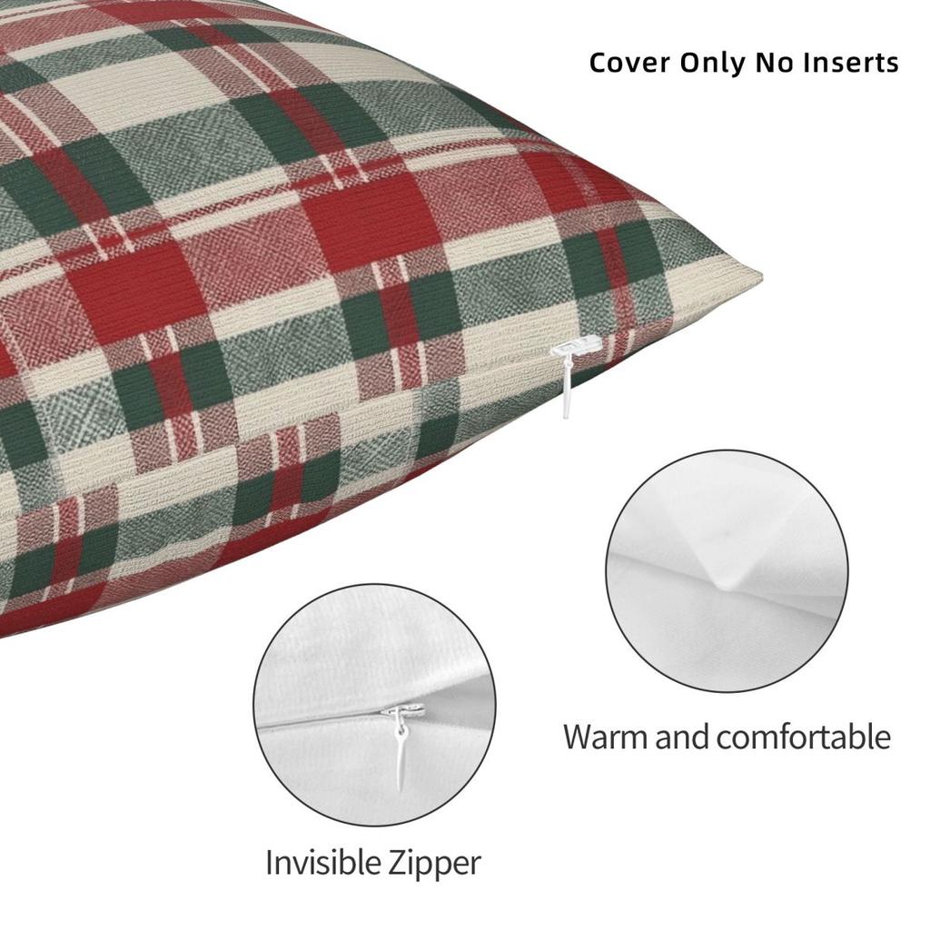 Kostkovaný a sváteční vánoční povlak na polštář Novinka Povlak na polštář Měkký design Povlak na polštář Povlaky na polštáře Na pohovku Auto Domácí dekorace