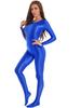 Womens Smooth Long Sleeve Bodystocking Nightwear Solid Color Round Neck Bodysuit Sleepwear