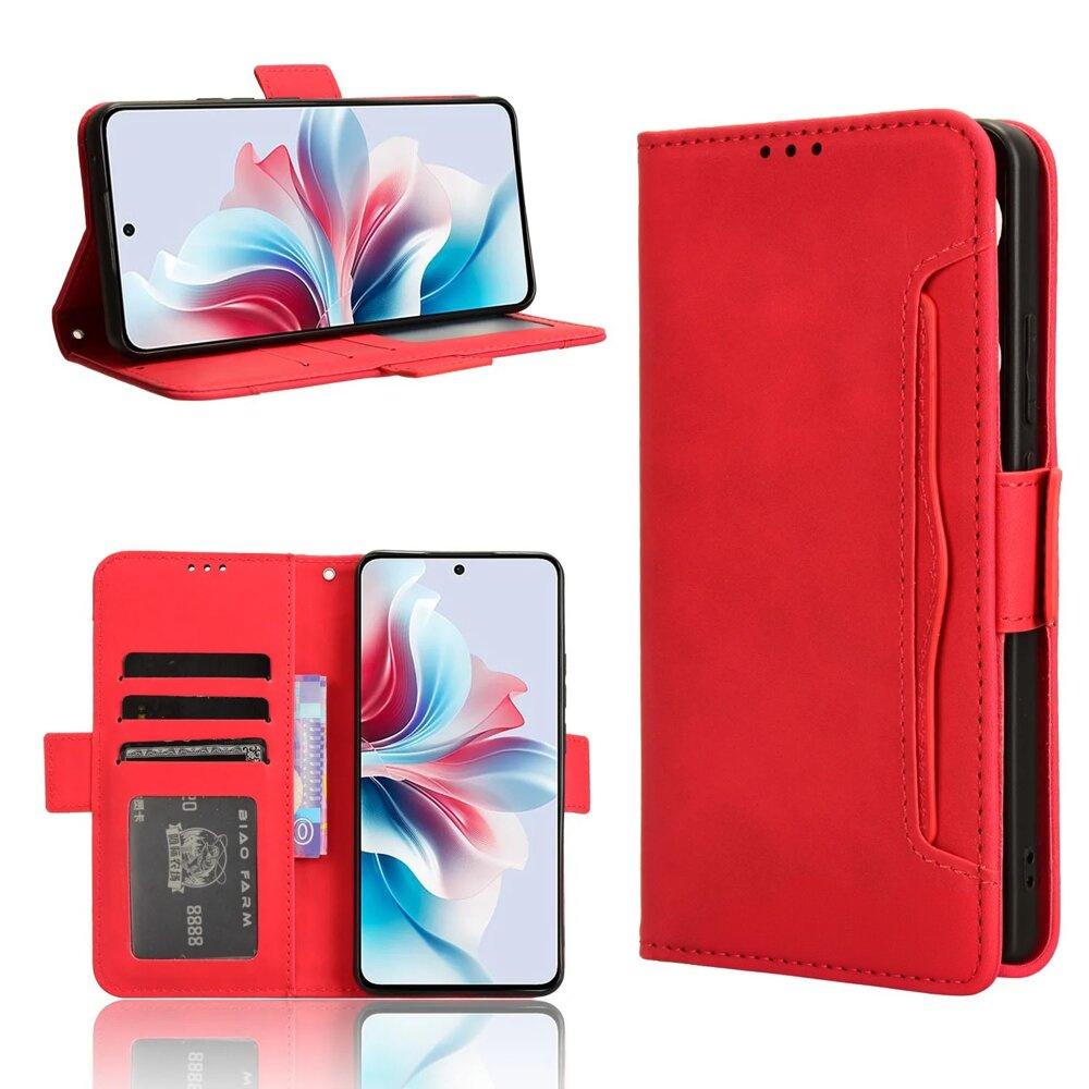 Flip Case for Oppo Reno 11F 5G, Card Slot, Red