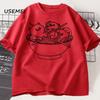 Japanese Style Cat Ramen T-Shirt Cotton Short Sleeve Kawaii Anime Tshirt Ramen Kitten Graphic Tees Cute Food Tee Shirt Clothes