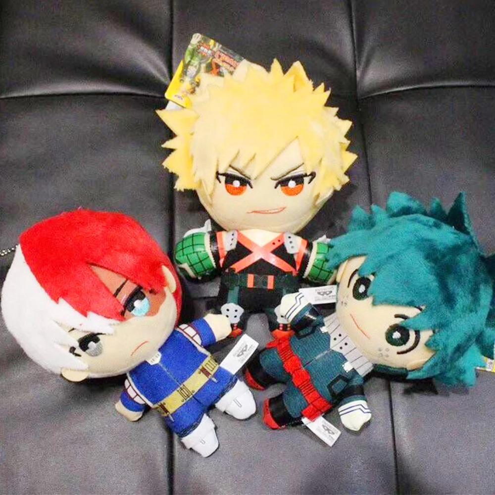 Anime MHA Figure Izuku Midoriya Katsuki Bakugou Shoto Todoroki Plush Toys Soft Plush Keychain Doll Cute Sofa Pillow Pendant Gift
