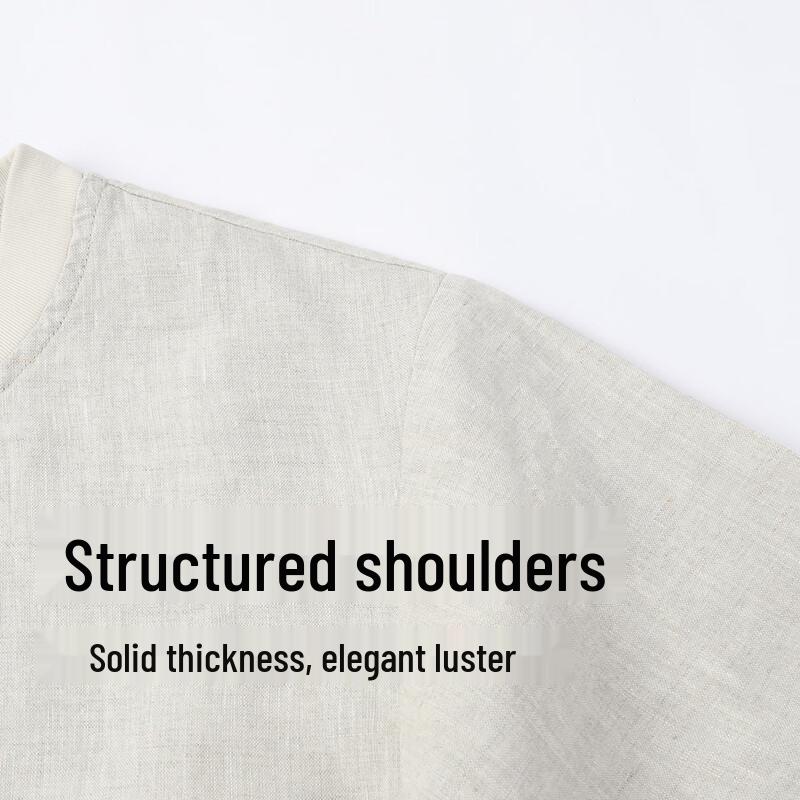 SHANSHAN Men's 100% Linen Short Sleeve T-Shirt