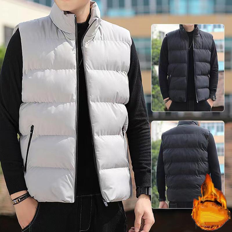 Down Jacket Men's Solid Color Vest Winter Jacket Fashionable Loose Versatile Thickened Warm Vest Couples Going Out Large Size
