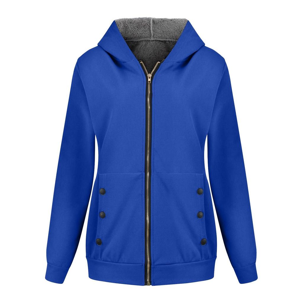 Giacca con cappuccio maglione cardigan con cerniera calda addensata moda da donna