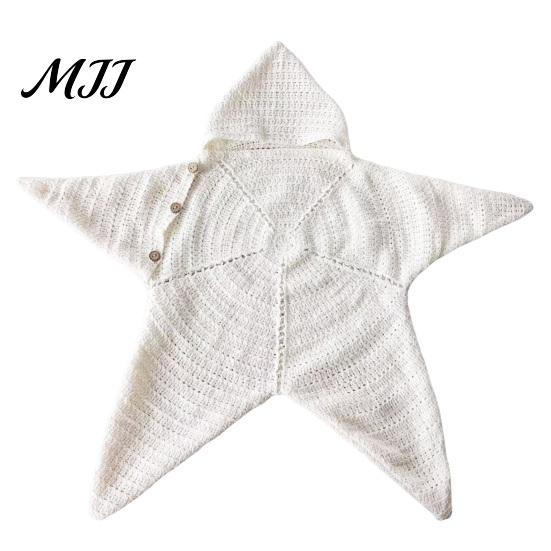 Cute Baby Photo Outfit Star Knit Sleep Sack, Christmas Newborn Swaddle with Hood, Festive Sleepwear Soft Wool Yarn Romper for 0-3 Months, Holiday