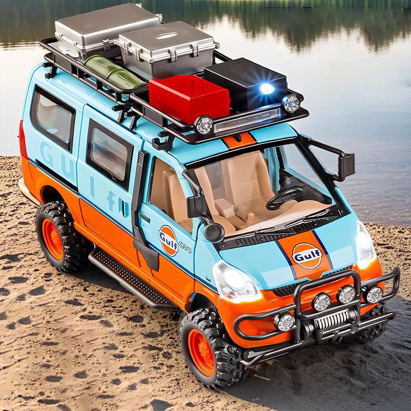 1/24 WuLing VAN Off-Road Vehicle Alloy Muscle Car Model Sound and Light Pull Back Children's Toy Collectibles Birthday Gift