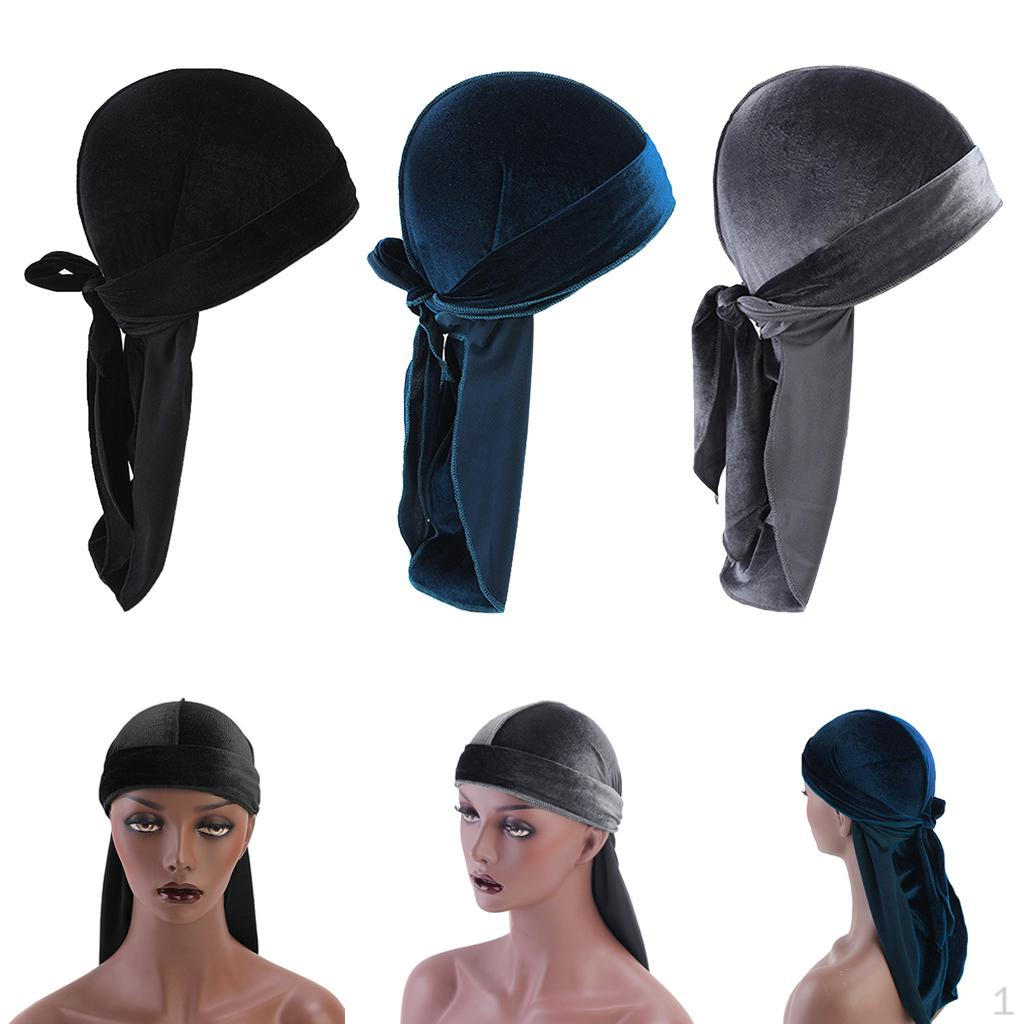 

3pcs Unisex Velvet Bandana Headwear Silk Pirate Cap Wrap Hats