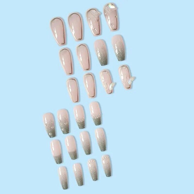 24 ks Lis na nechty Kamienky Falošné Falošné nechty Kompletné tipy na nechty Umelé nechty pre ženy Urob si svojpomocne zdobenie nechtov