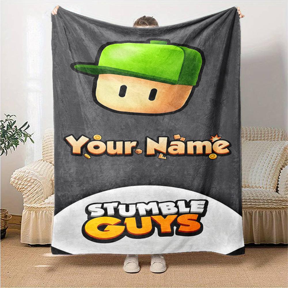 Stumble Guys Personalized Text Blanket Throw Customizable Blanket Durable Comfort Suitable for Seaside Couch Nap Chair for All Occasions