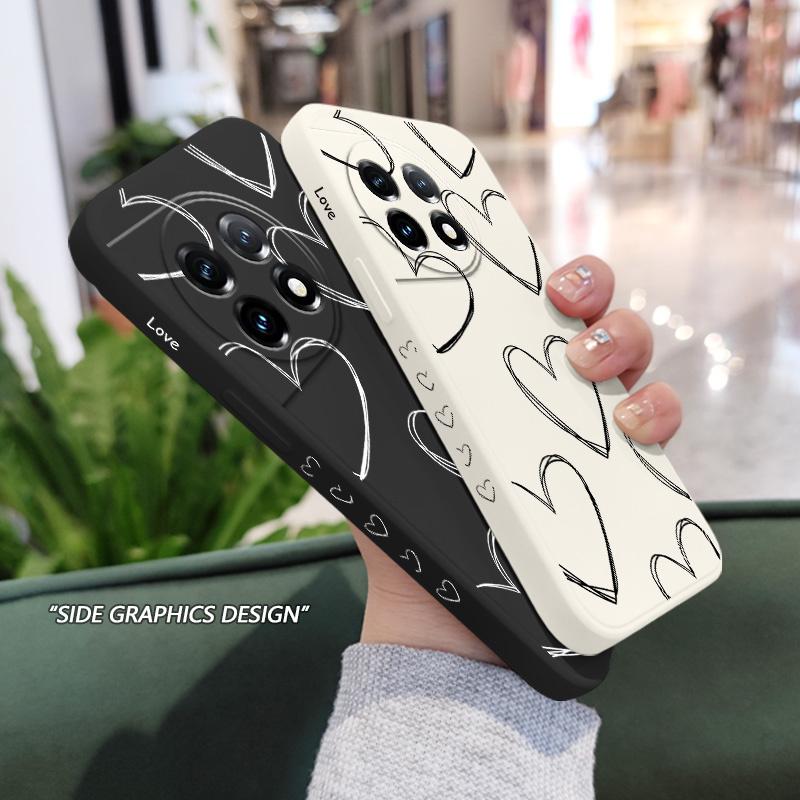 Overlapping Love Phone Case For Oneplus 13 13R 12 12R 11 11R 10 10R 10T 9R 9RT 9 8T 8 7 7T Pro 5G Liquid Silicone Cover