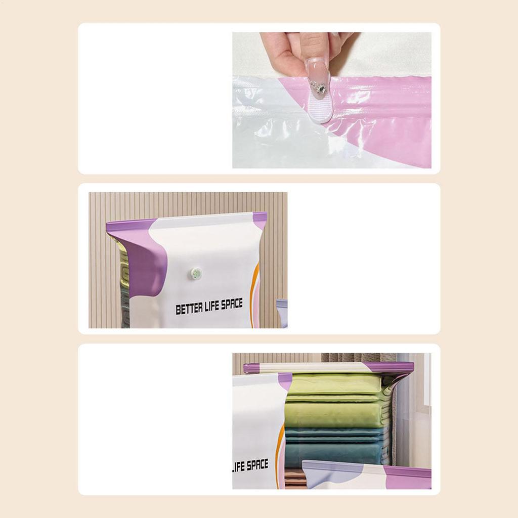 3pcs Vacuum Compression Bags No Pump Needed Moistureproof Durable Large Capacity 3D Upright Storage Bag for Clothes,Bedding