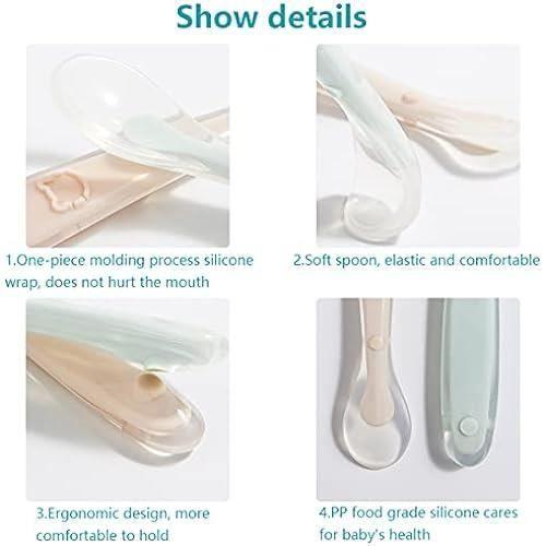 Tomedeks cuillère en silicone pour bébé, cuillère à repas pour bébé incurvée douce, cuillère à bouillie de riz, convient aux bébés d