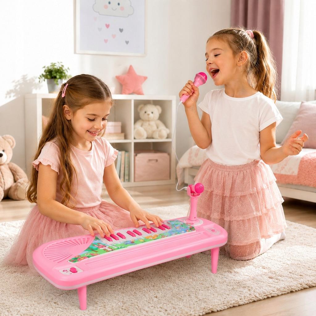[PACZA] Tastiera mini pianoforte rosa per bambini con gambe, 37 tasti, N68
