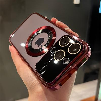 Kaplama Lens Kamera iphone için kılıf 15 14 13 12 11 Pro X XR XS Max 7 8 Artı Sert Kamera Koruyucu Kapak Kablosuz Şarj Cihazı