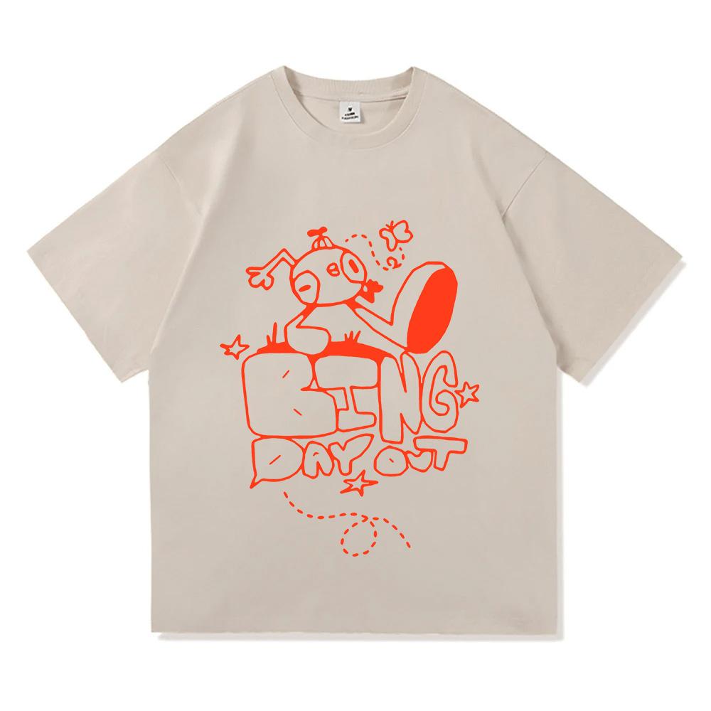 Game Peak Bing Day Out T-Shirt Loose Short Sleeve Cotton Female Tshirts Unisex Streetwear Hip Hop Graphic Printing Clothes Women