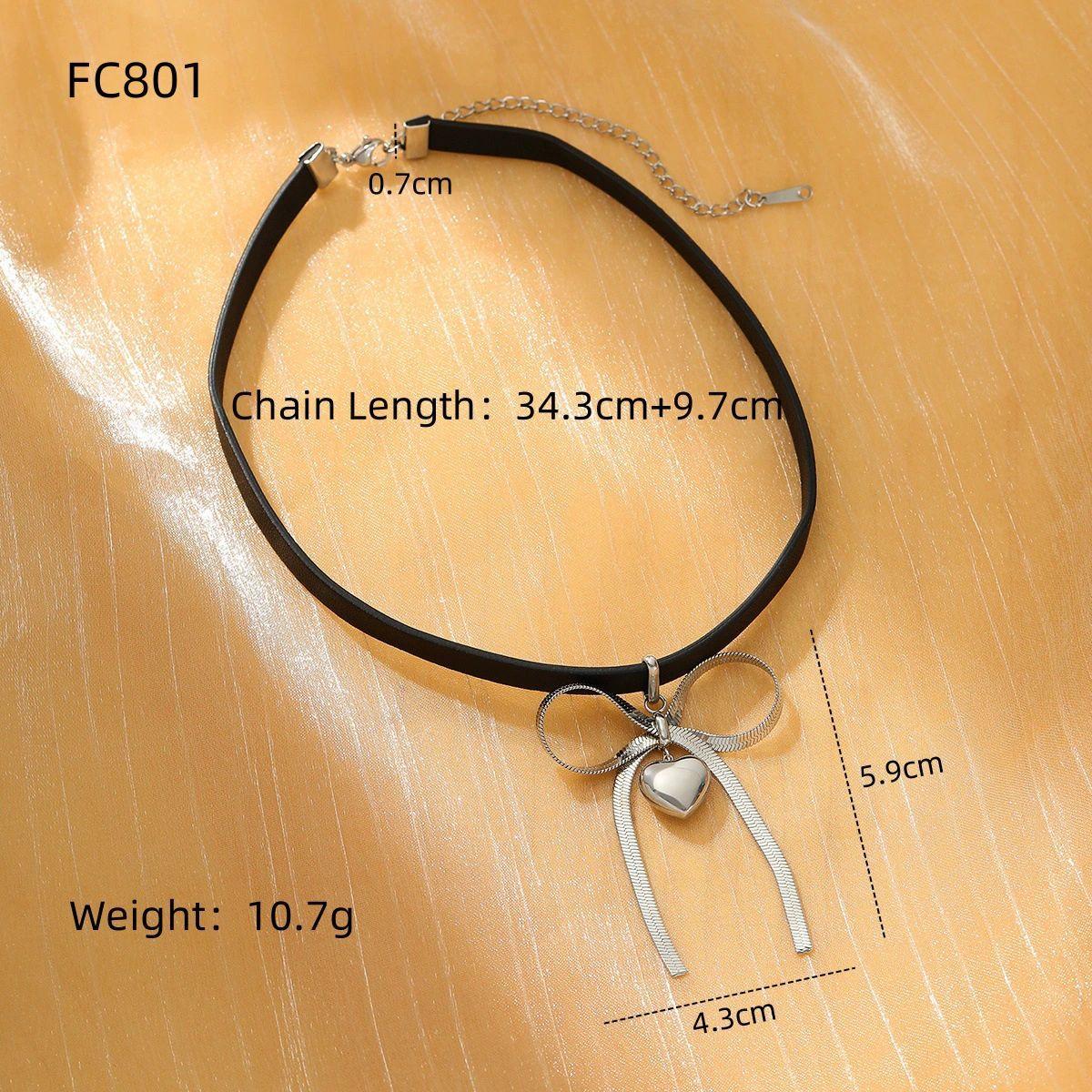 GEMCHIC Women s Stainless Steel Love Heart Necklace Fashion Minimalist Choker Trendy Simple Pendant Chain