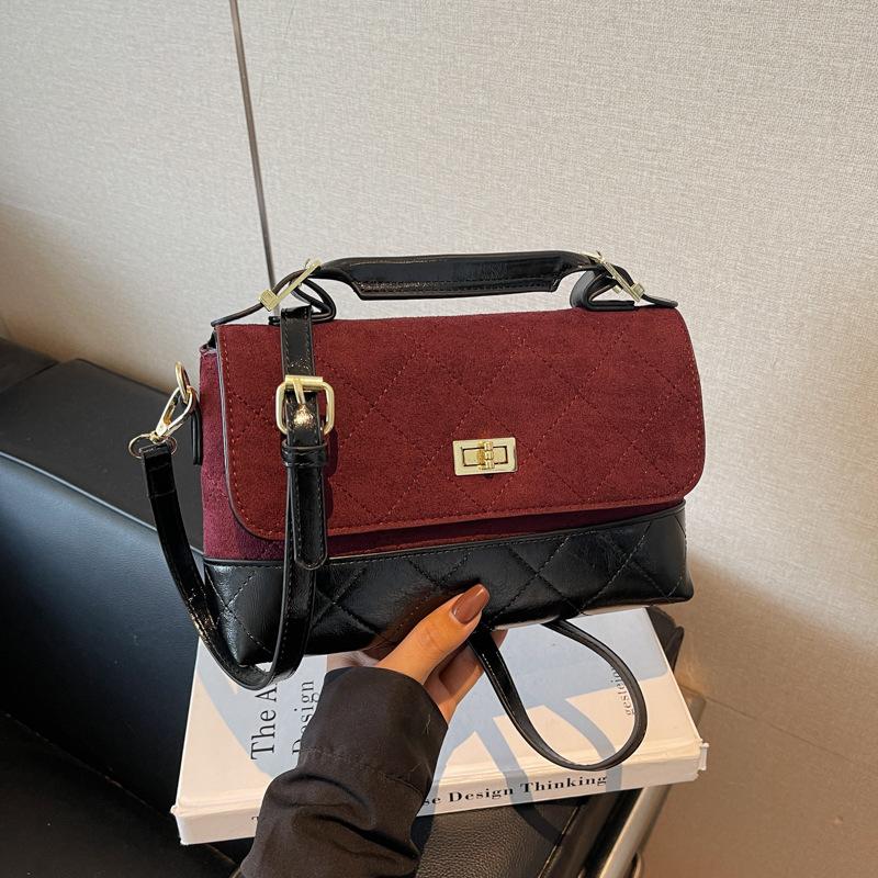 Autumn High-value Messenger Bag Women's Bag New Matte Leather Handbag Contrasting Color Chain Shoulder Bag