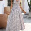 Floral Dress Women's A-line Suspender Waist Cinching Spring Summer S-XL