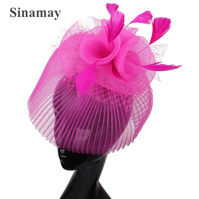 European And American Black Top Hat Popular Hemp Yarn Banquet Mesh Top Hat Bride Feather Hairpin
