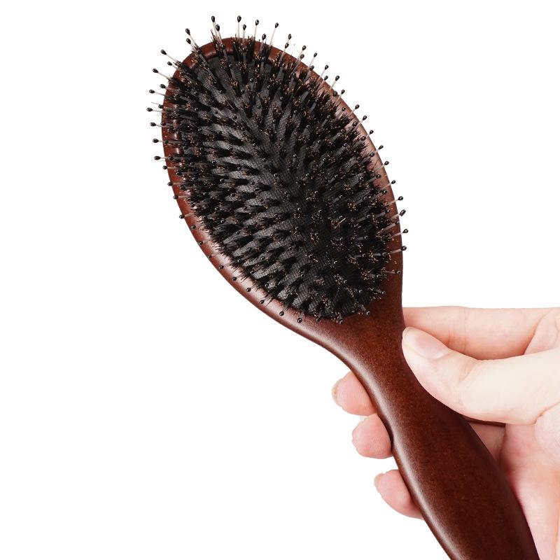 Beech Wood Air Cushion Comb with Pig Bristle for Hair Styling and Scalp Massage