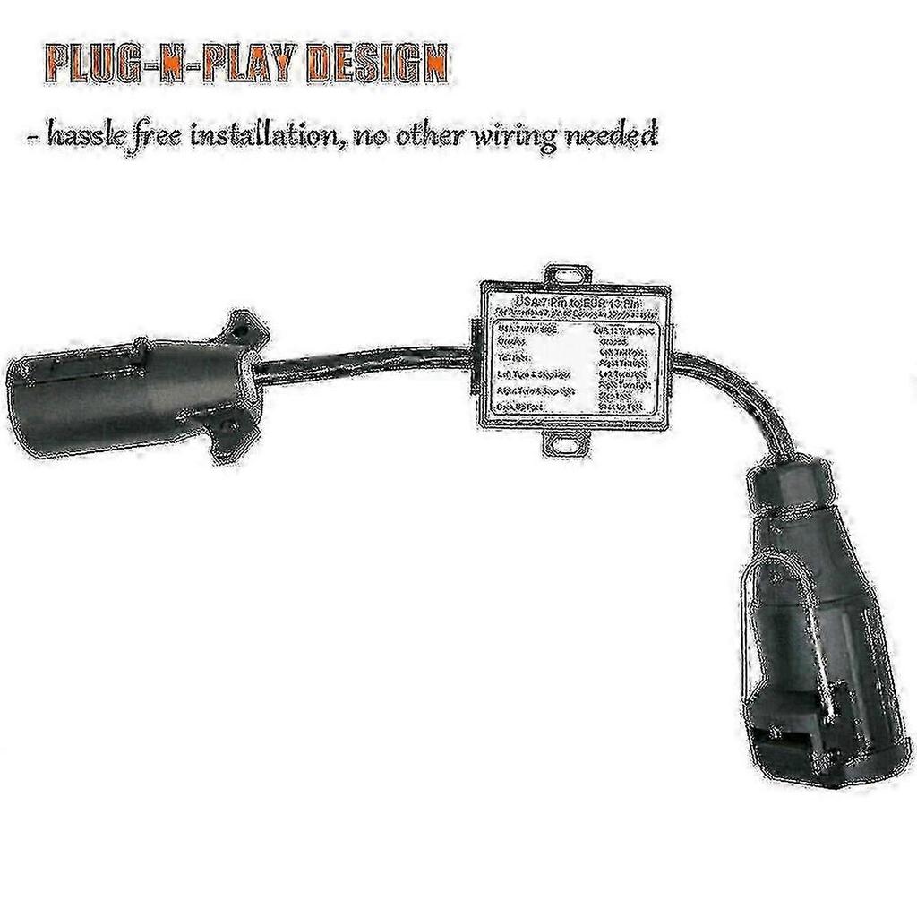 Usa To European Trailer Light Converter 7 Way Flat Socket (us Vehicle) To 13-pin Round Plug (eu Tra