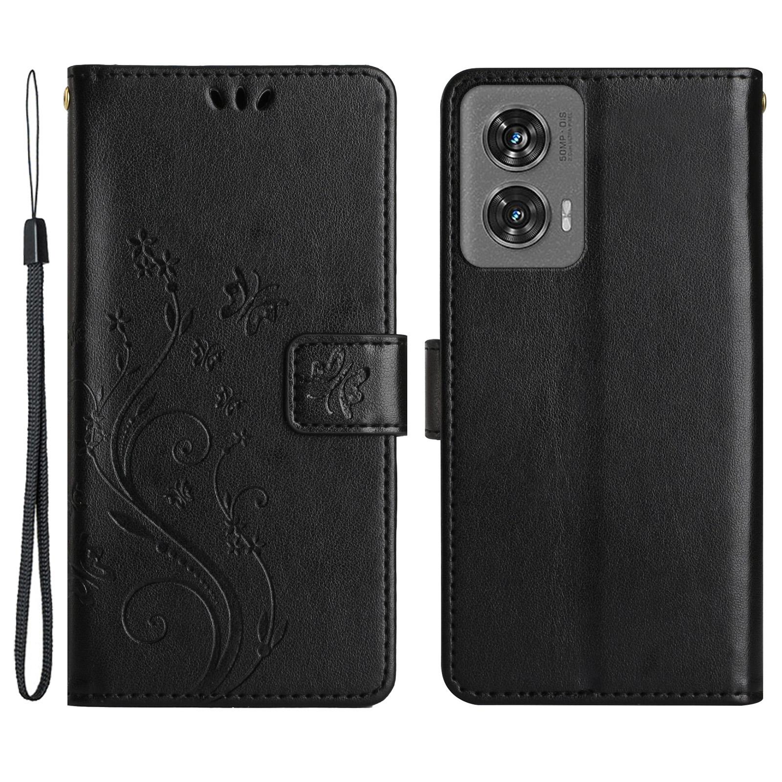 

For Motorola Edge 50 Fusion 5G Case PU Leather Wallet Phone Cover Stand View Black