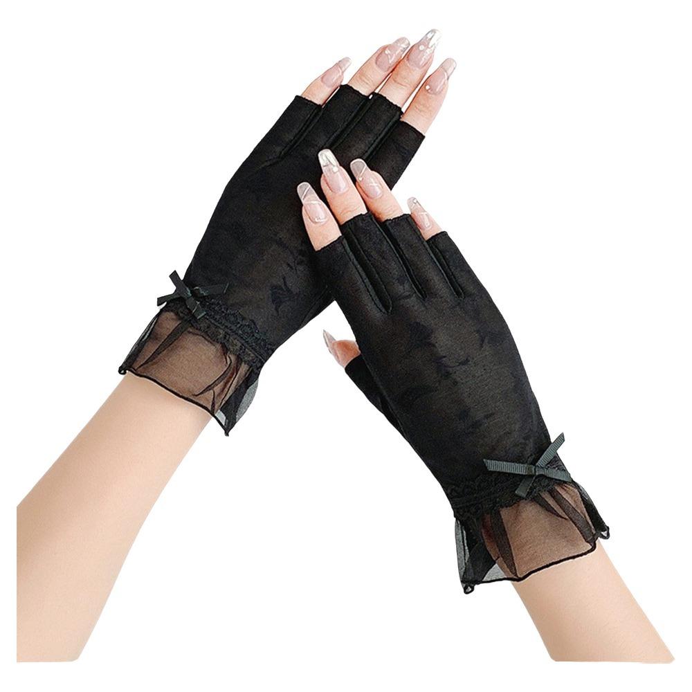 Non-slip Sun Protection Gloves Breathable Lace Gloves Fashion Women Half-finger Gloves Summer