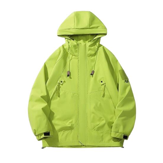 Men Jacket Hooded Long Sleeve Windproof Waterproof Windbreaker with Multi-Pocket Design Casual Sports Style Outerwear