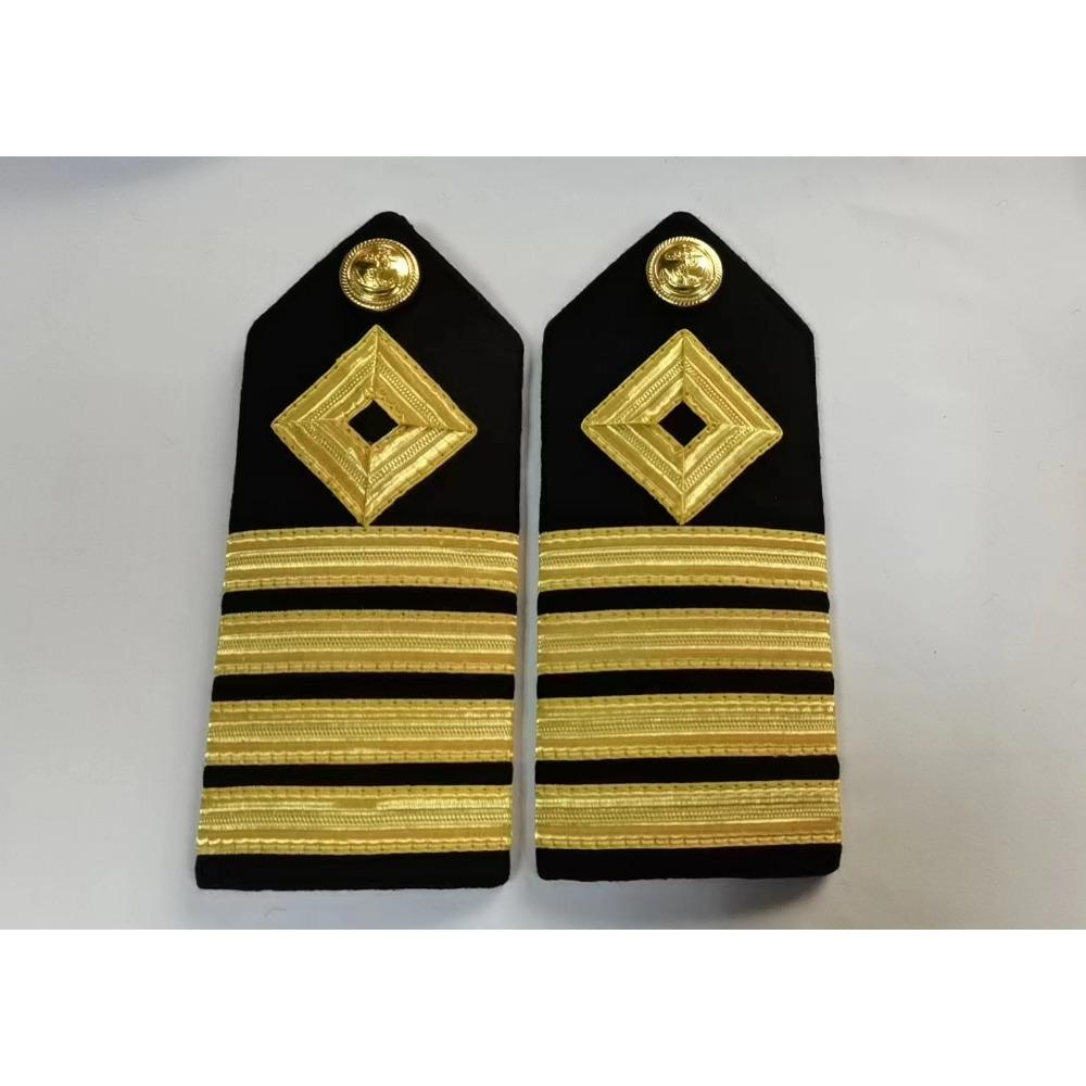 Indische Seide Seemann Kapitän Schulterstücke harte Schulterstücke Platte Goldseide bestickte Schulterstücke Anker Klingen Uniform Schulterstücke Luftfahrt Schulterstücke