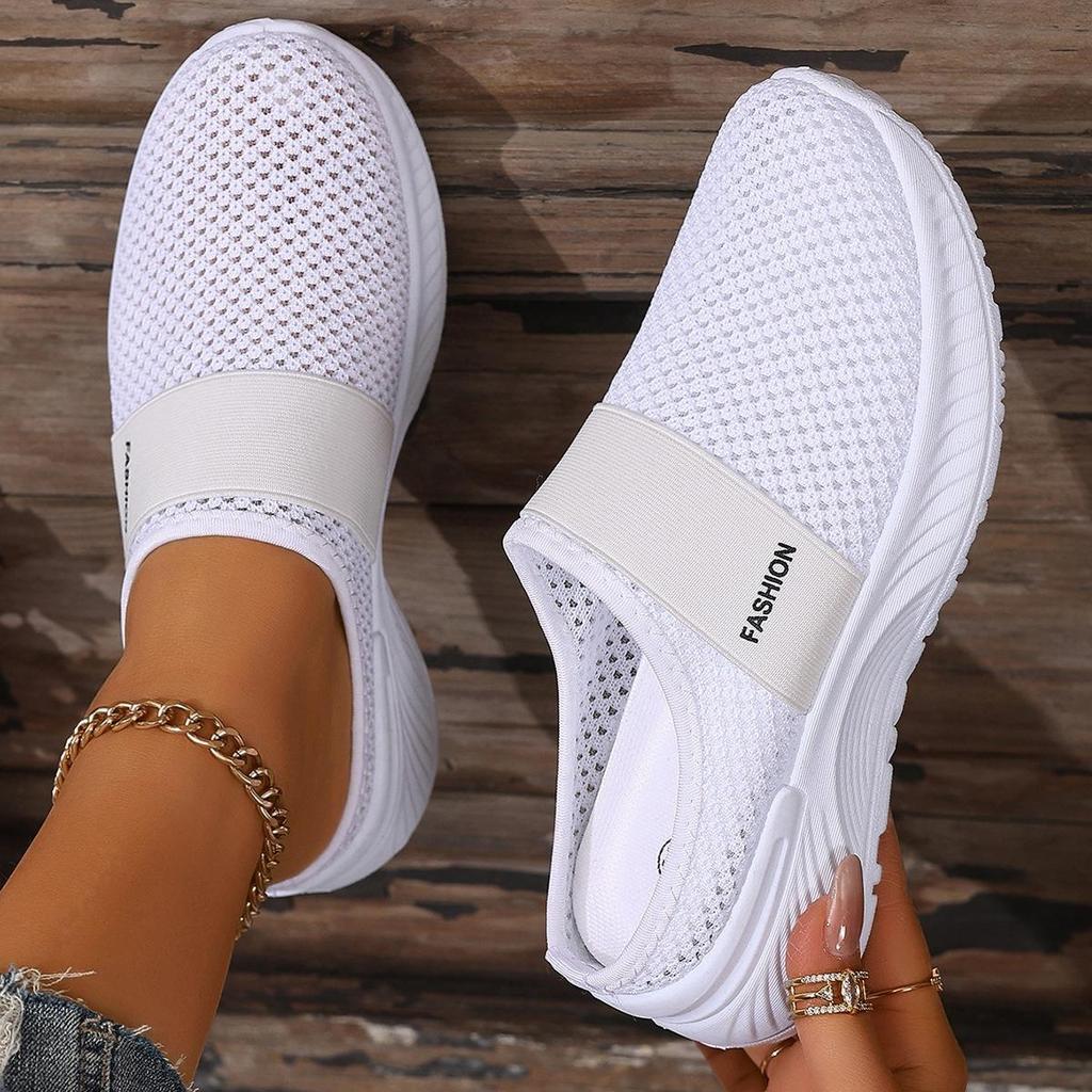 Women's Casual Fly Woven Breathable Flat Slippers with Toe Caps
