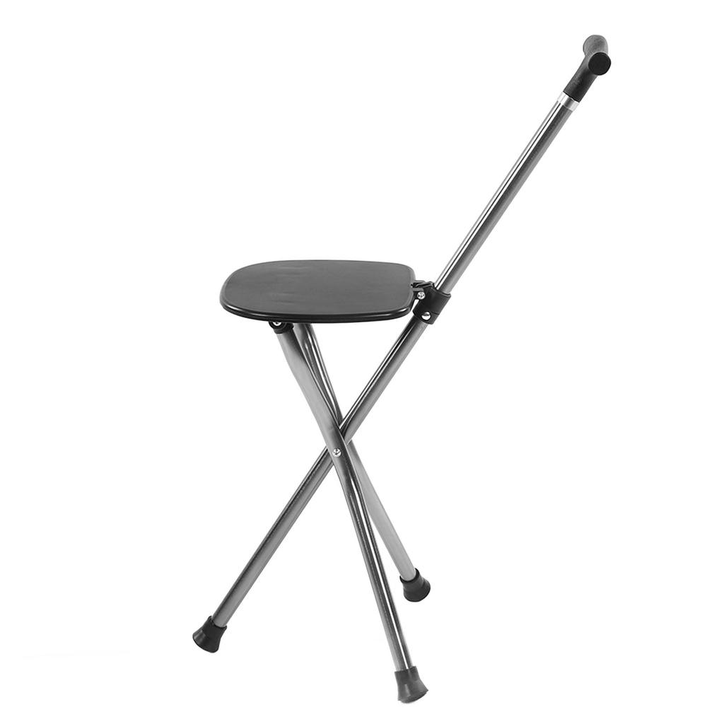 Walking Stick Three Legged Stool Cane Stool Hiking Walking Stick Aluminum Alloy Folding Chair Cane