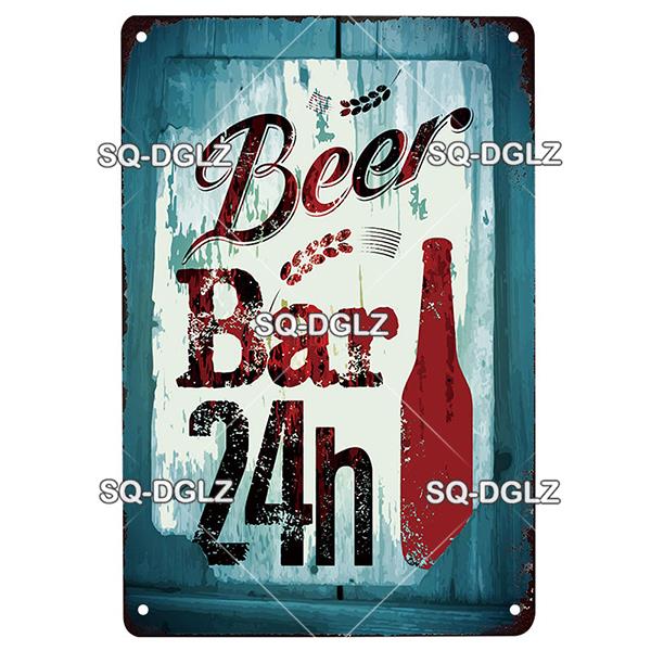SQDGLZ Vintage Beer Tin Sign  Retro Metal Poster for Bar Wine Cocktail Kitchen Wall Decor  Classic Metal Plaque  Wall Sticker