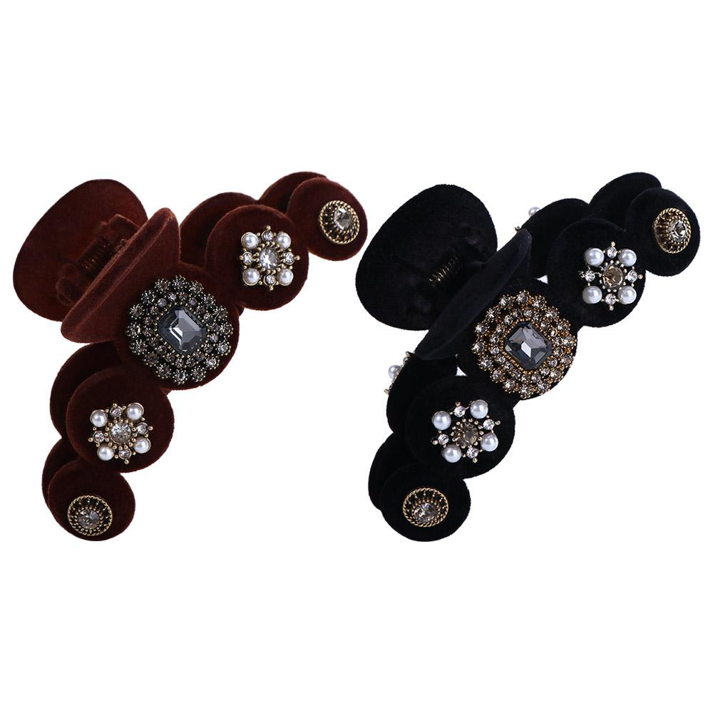 Velvet Winter Pearl Hair Clip Korean Ponytail Holder Hairgrip Crystal Shark Clip Women Hair Claws